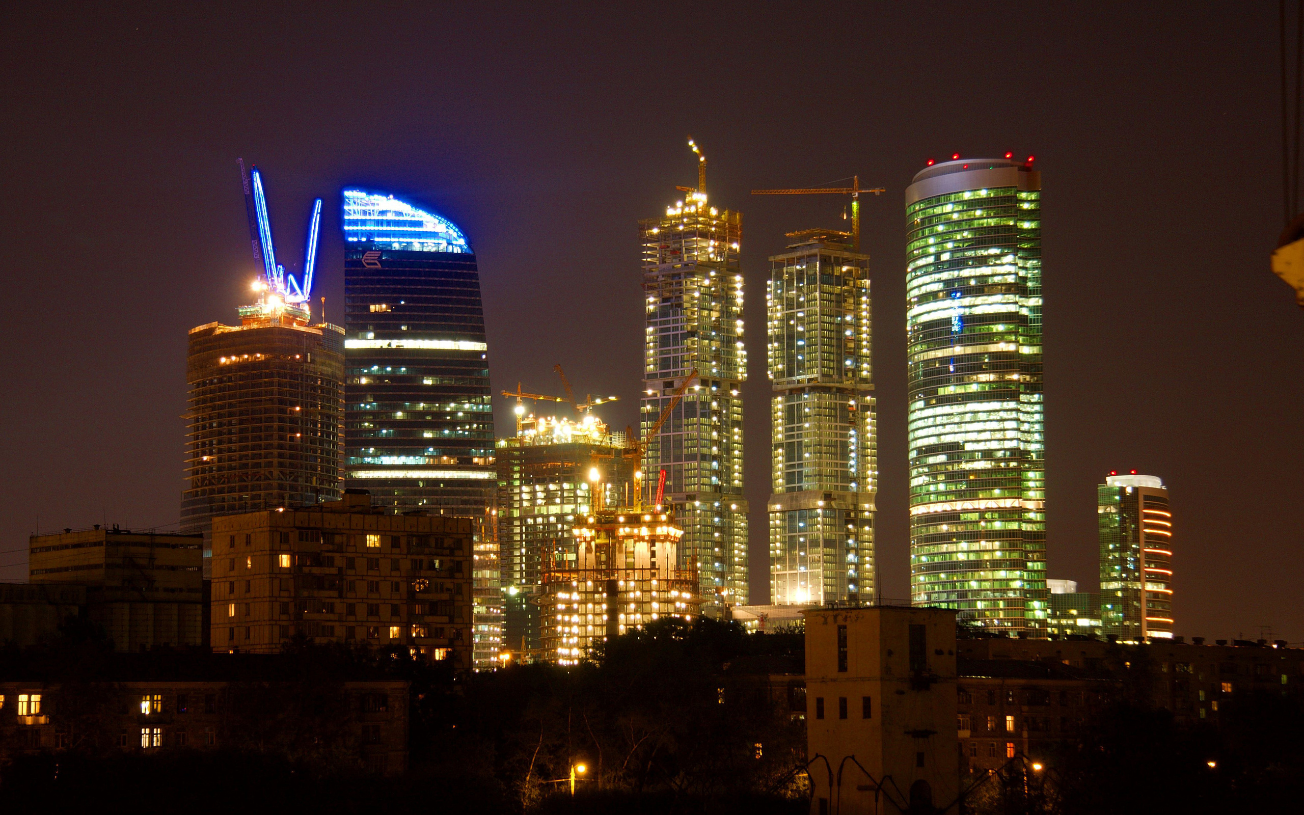 москва, город, ночь Фон № 94591 разрешение 2560x1600