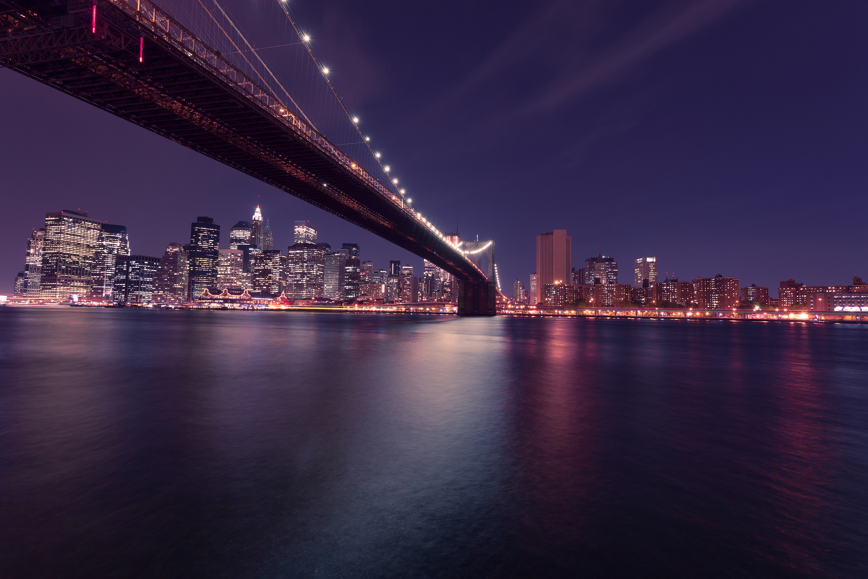 Бруклински мост Нью-Йорк небо ночь загрузить