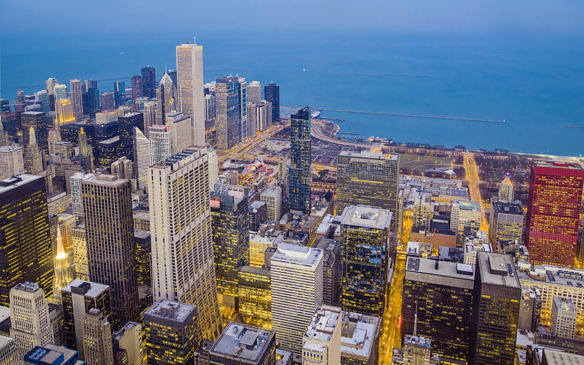 город, chicago, ночь Фон № 68335 разрешение 1920x1200