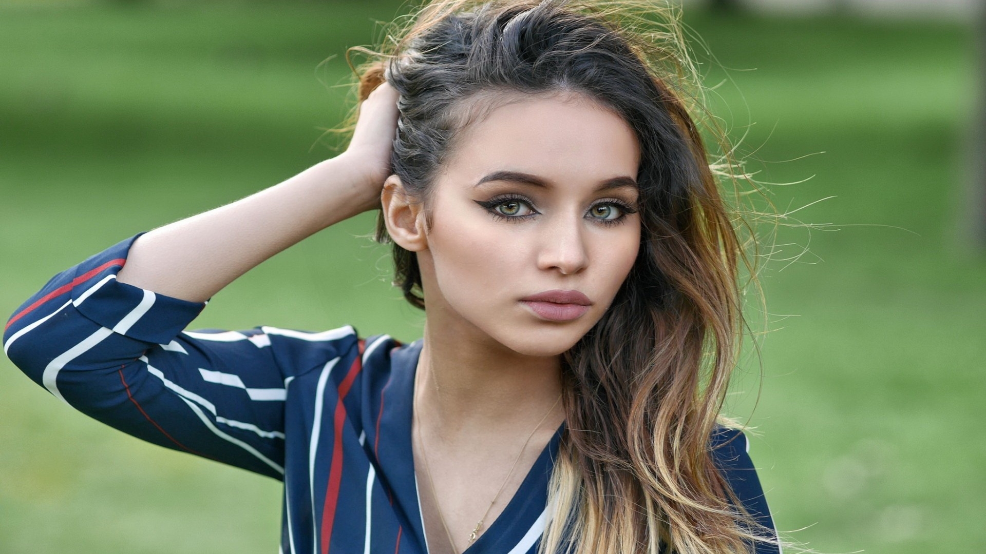 женщина, использование, настенный ящик