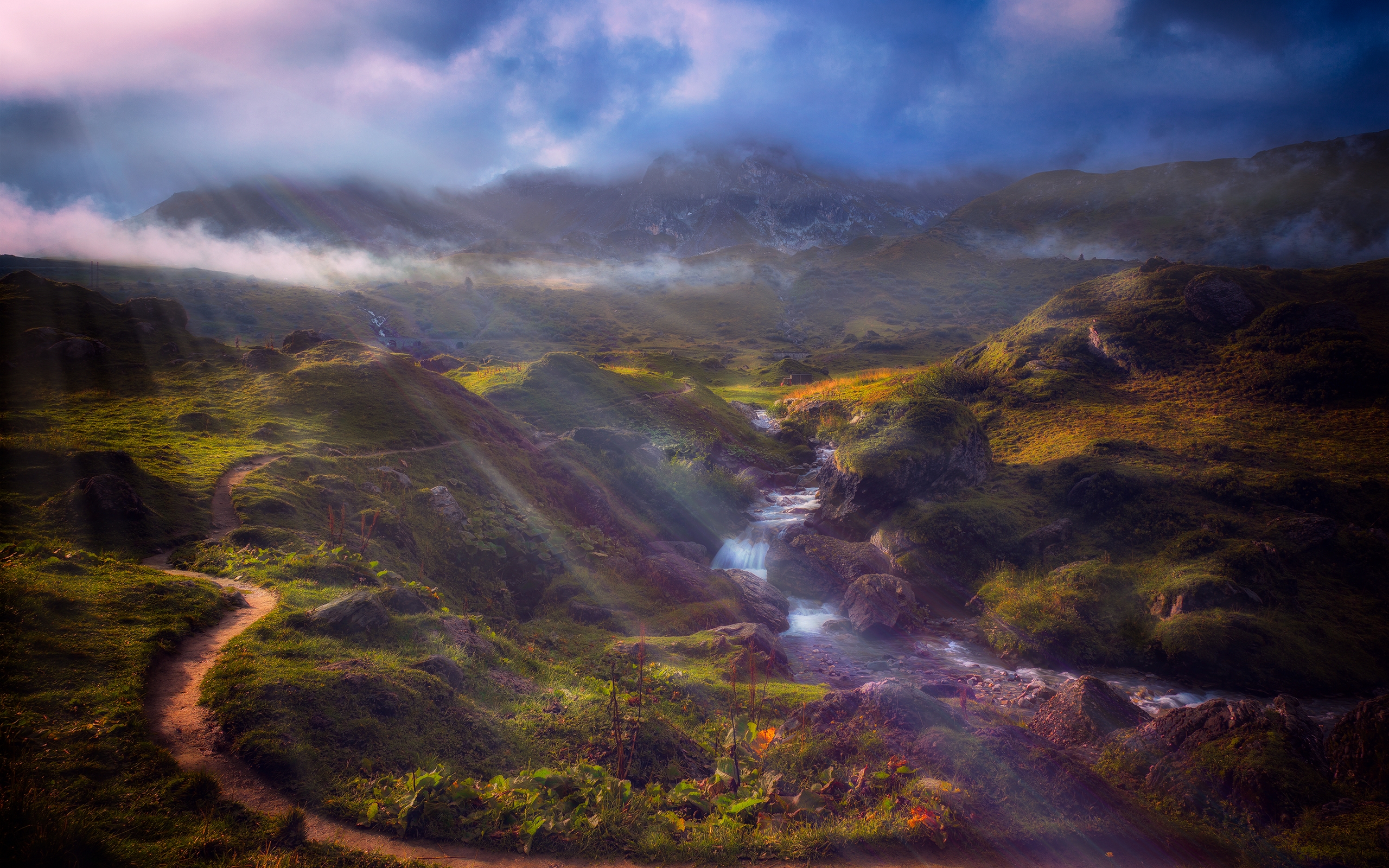 гора, поток, фото