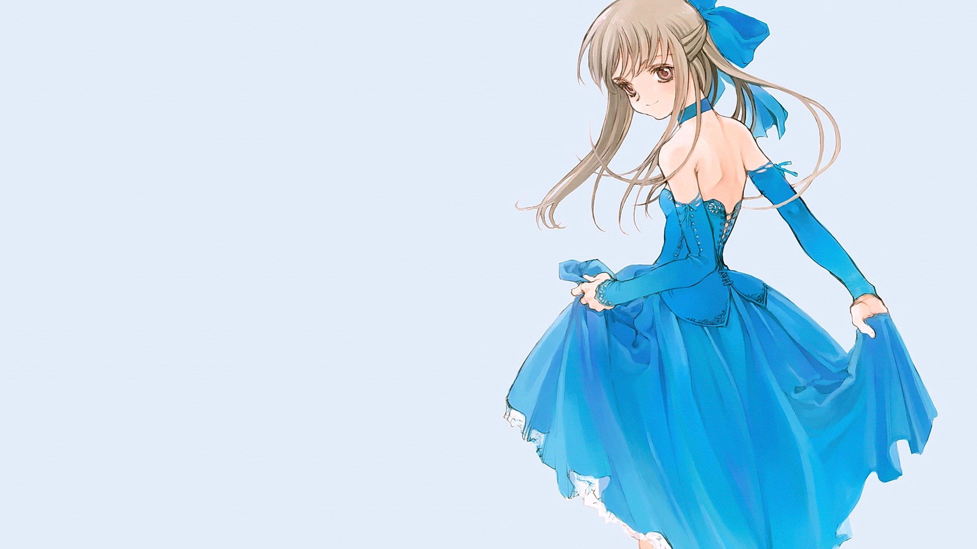 Голубое платье аниме