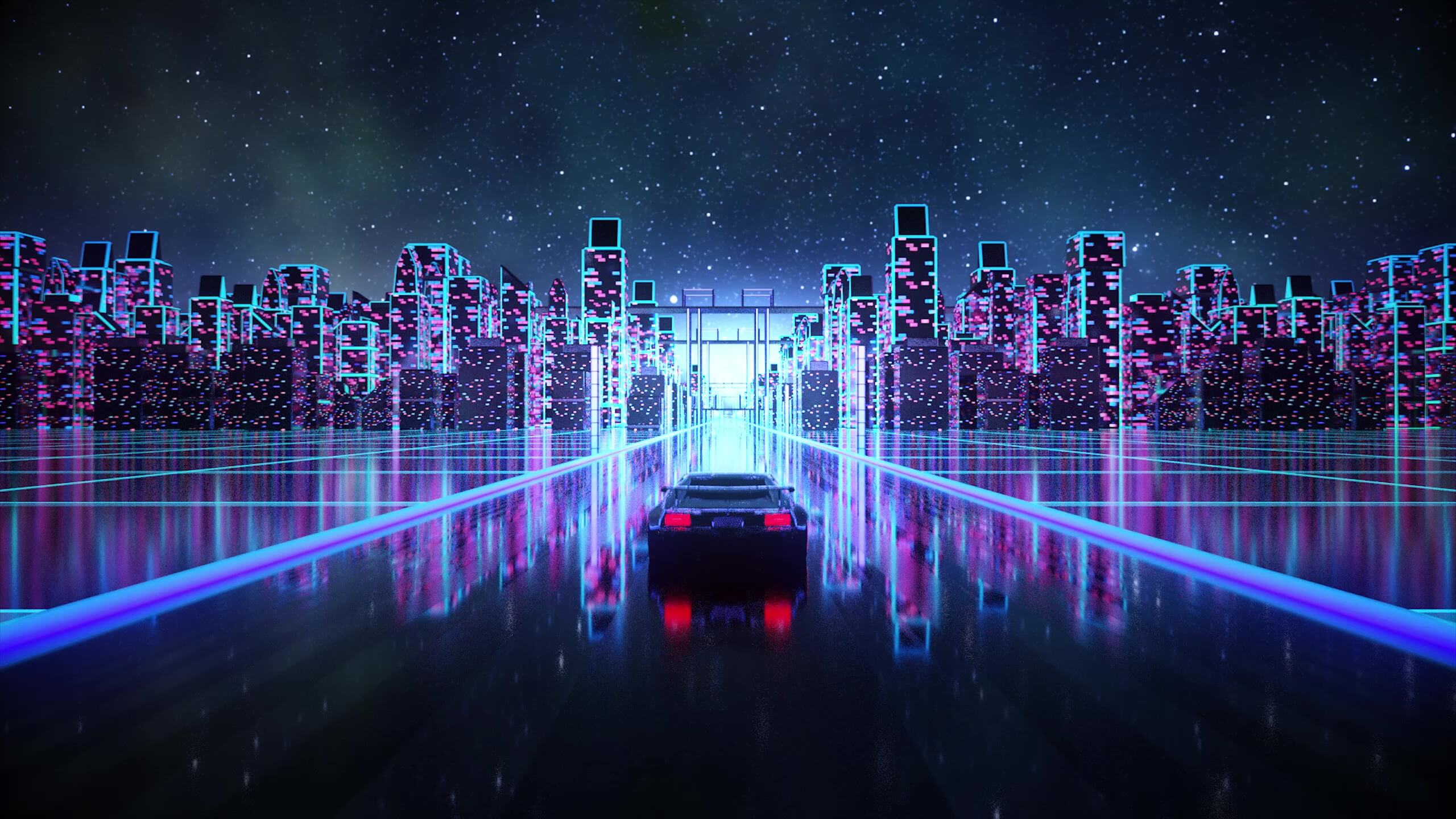 xfce, car, vaporwave