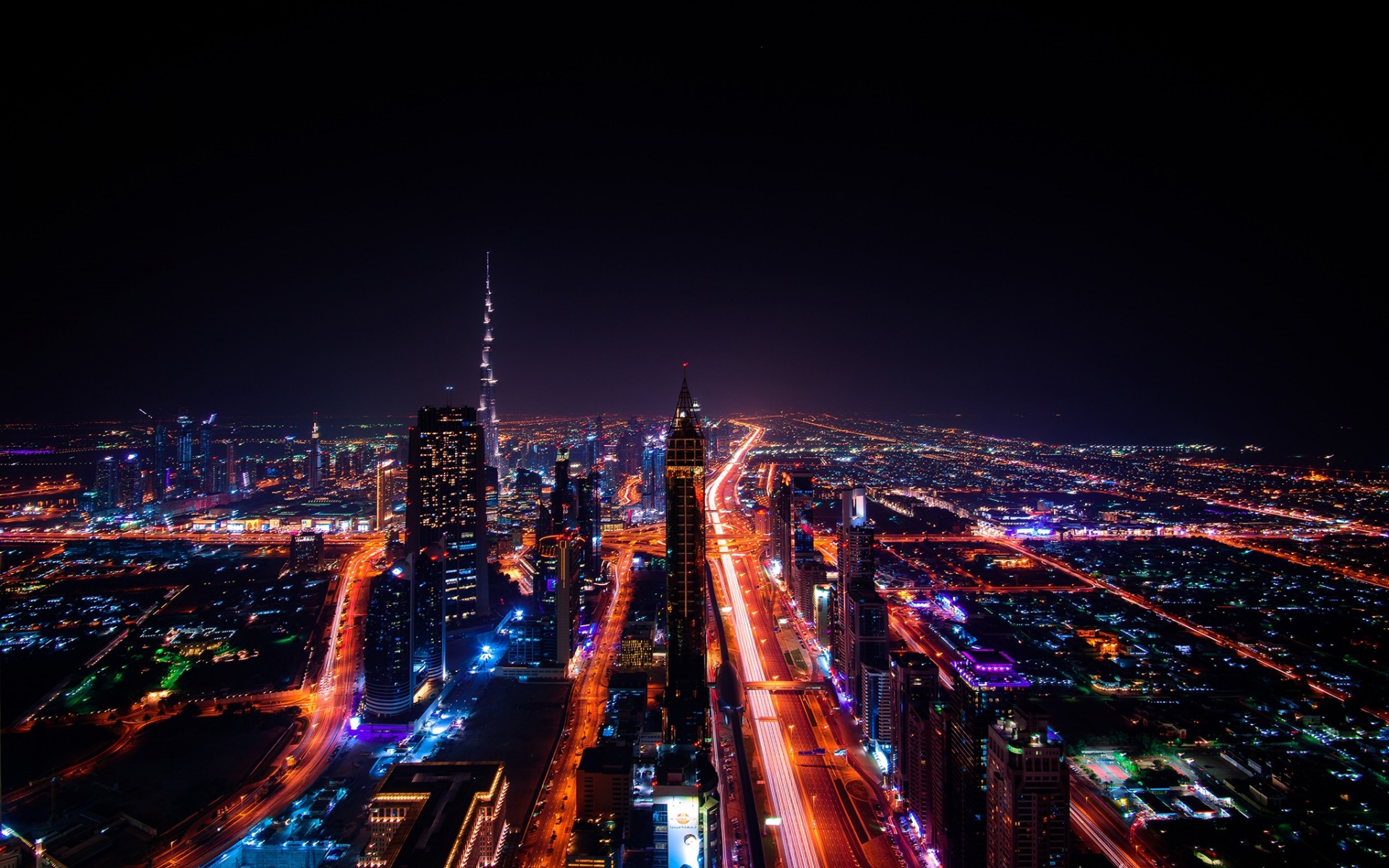 город, ночь, dubai