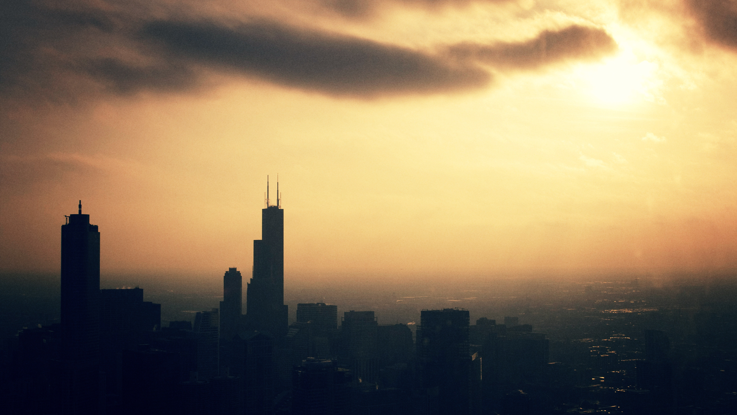 chicago, закат, город