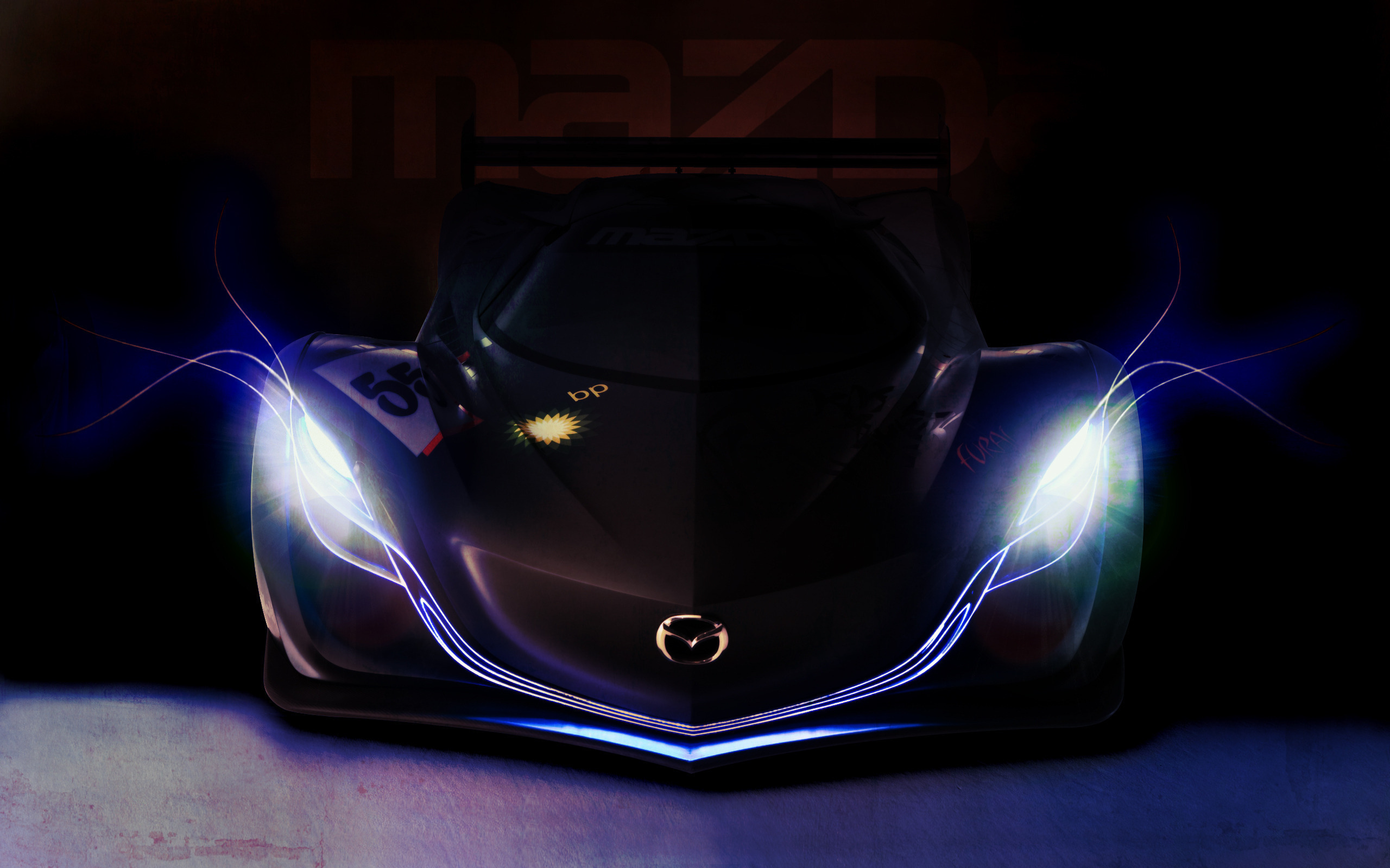 Фары черной машины. Mazda Furai фары. Мазда фурай ночью. Mazda Furai обои. Красивые фары.