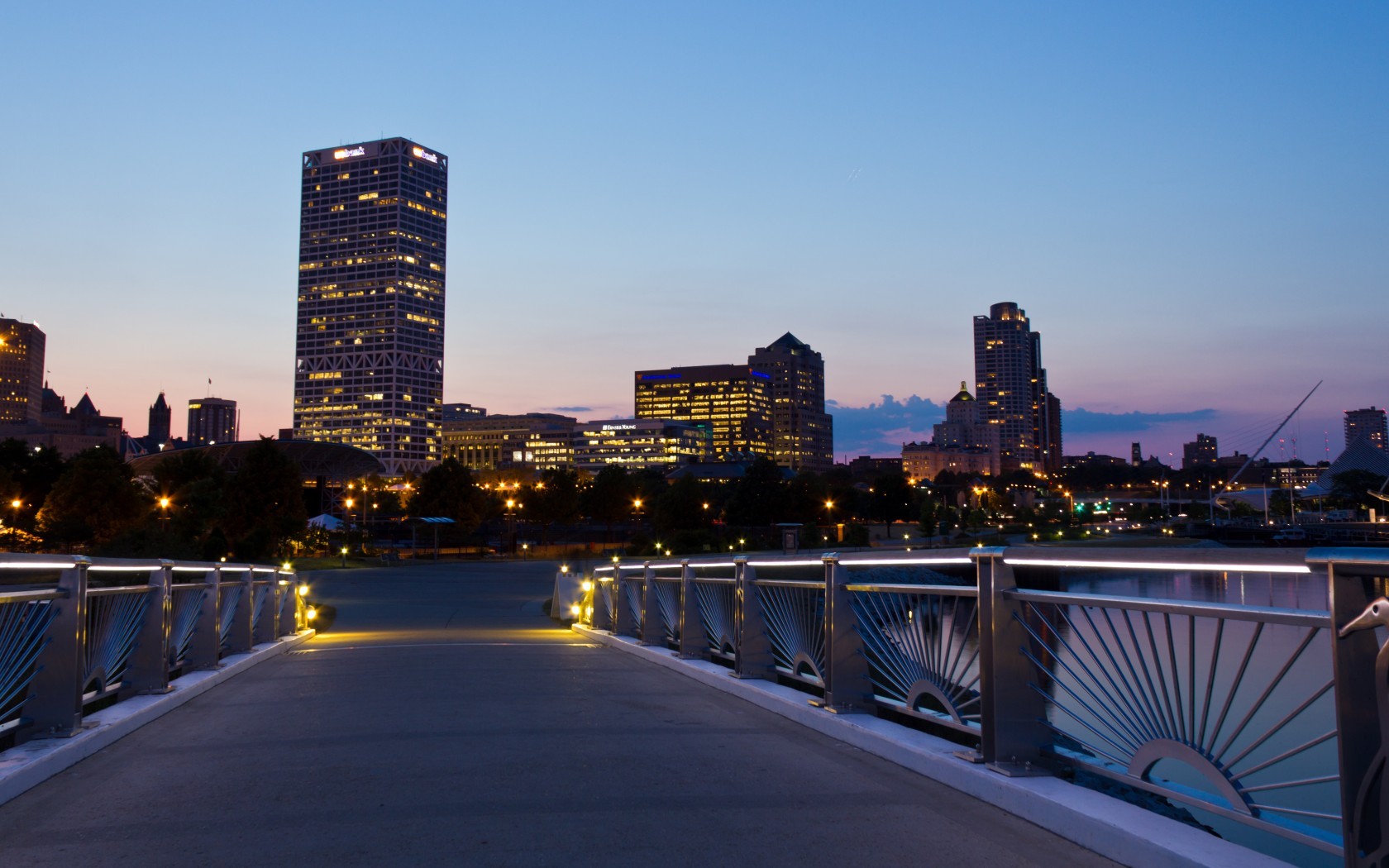 milwaukee, skyline, закат
