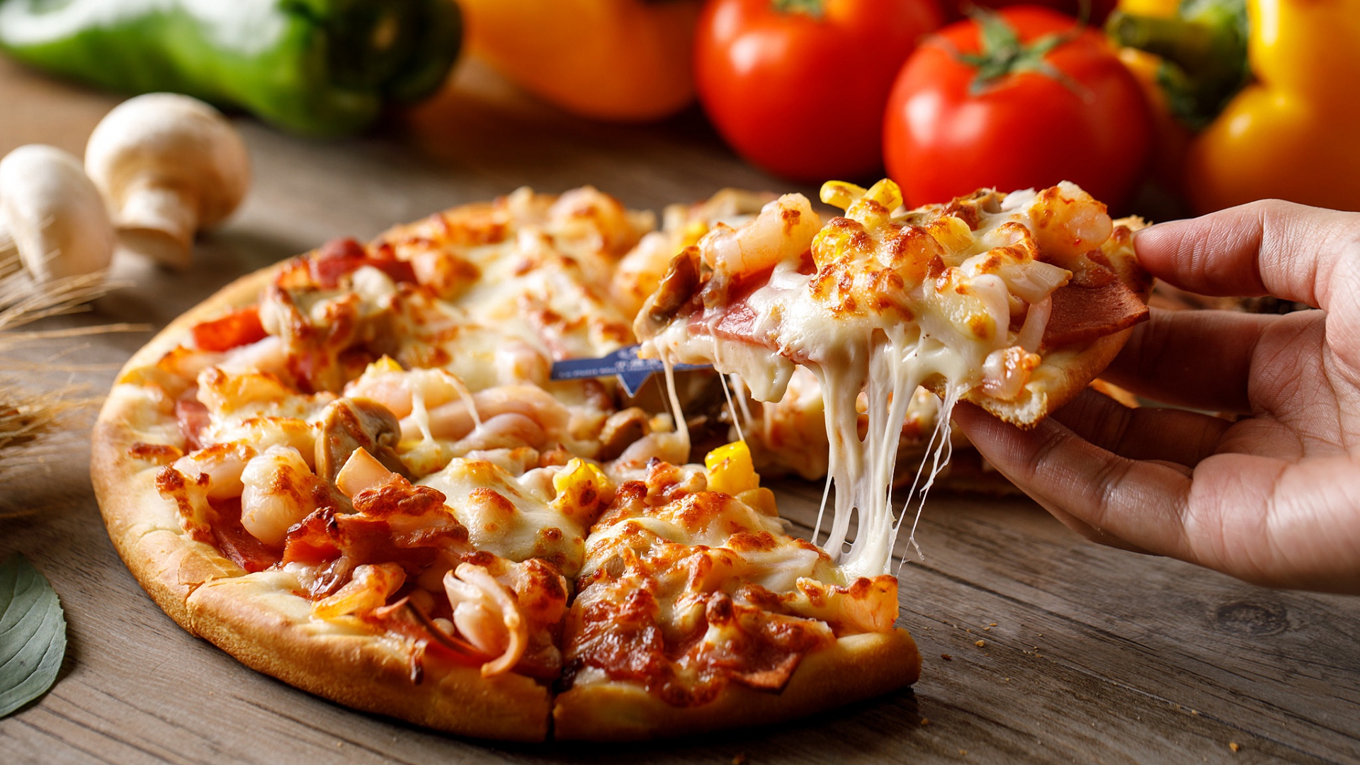 пицца, сочный, тесто