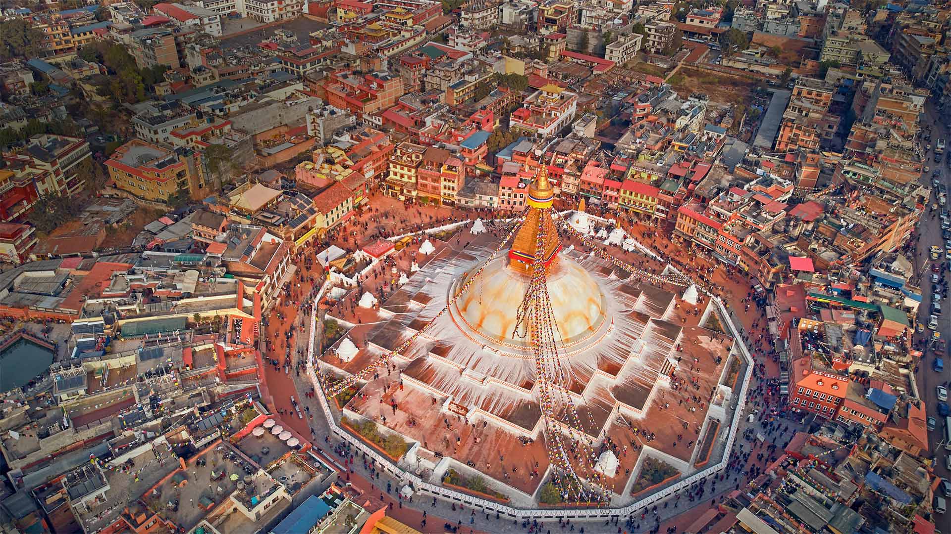 boudhanath, aerial, взгляд