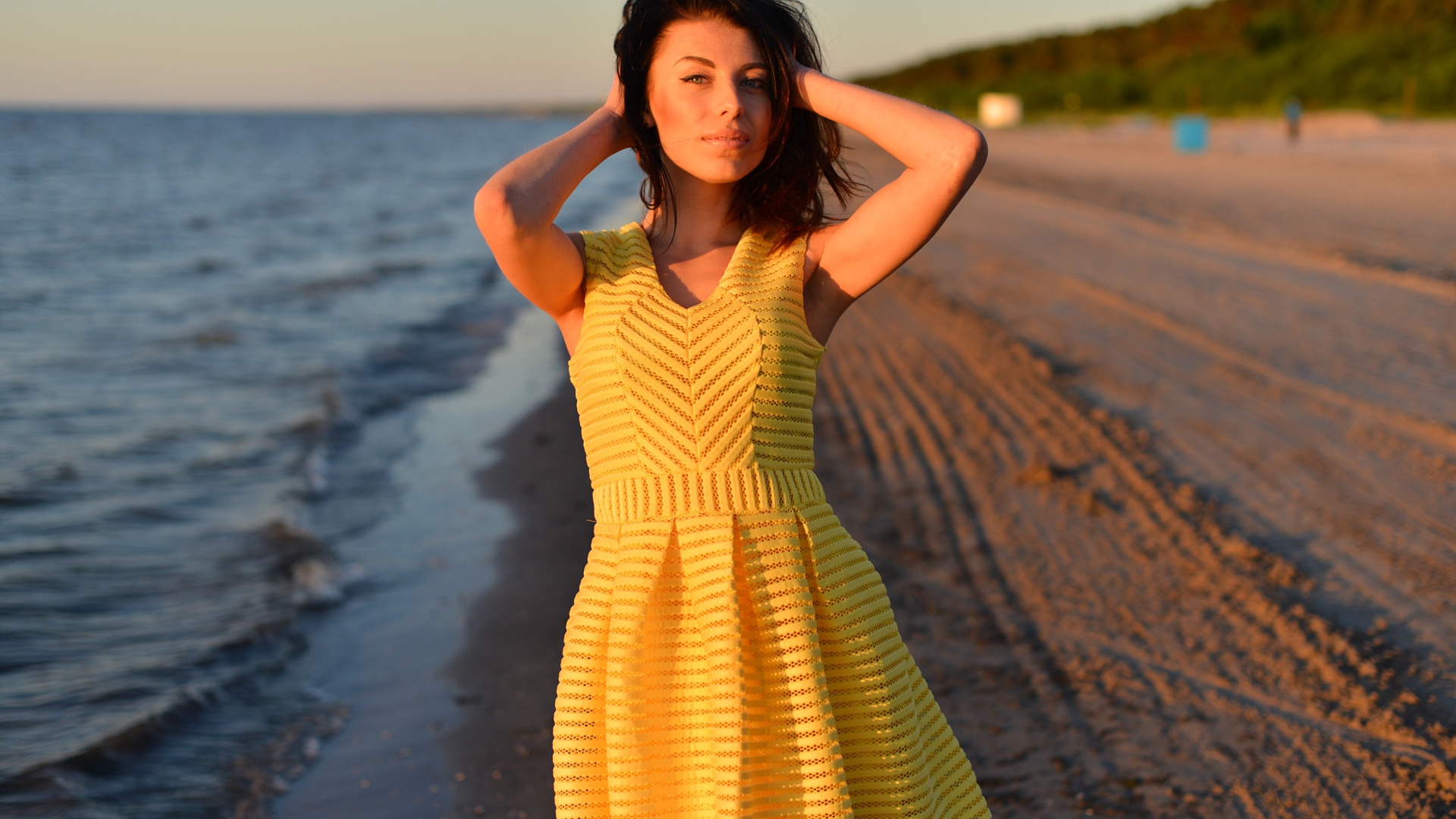 девушка, волосы, ветер