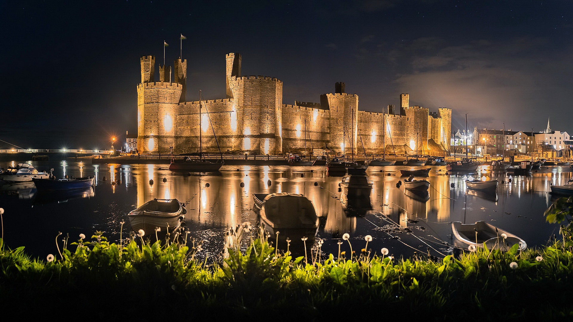 cityscape, castle, caernarfon
