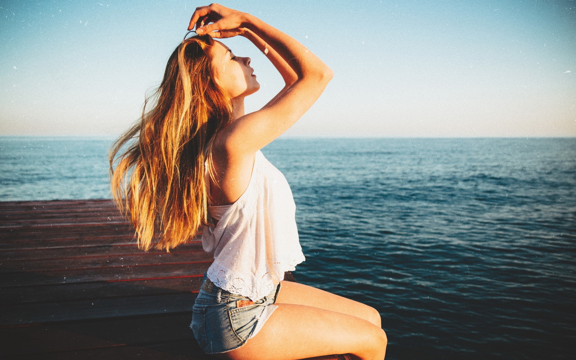 девушка, море, клипарт