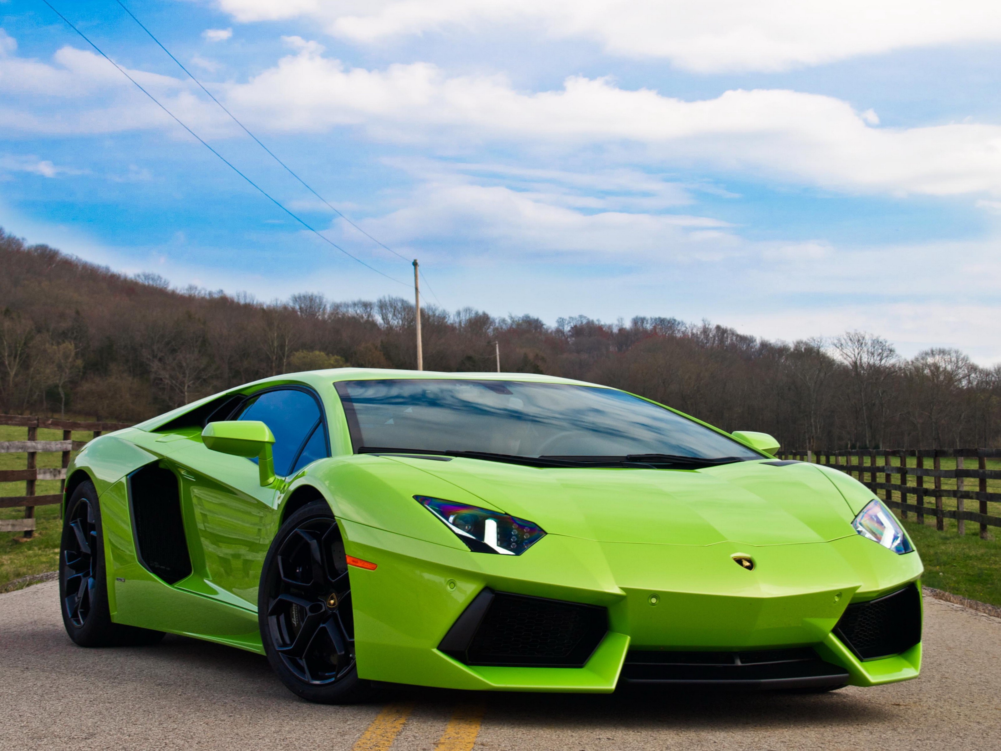 lamborghini, aventador, verde