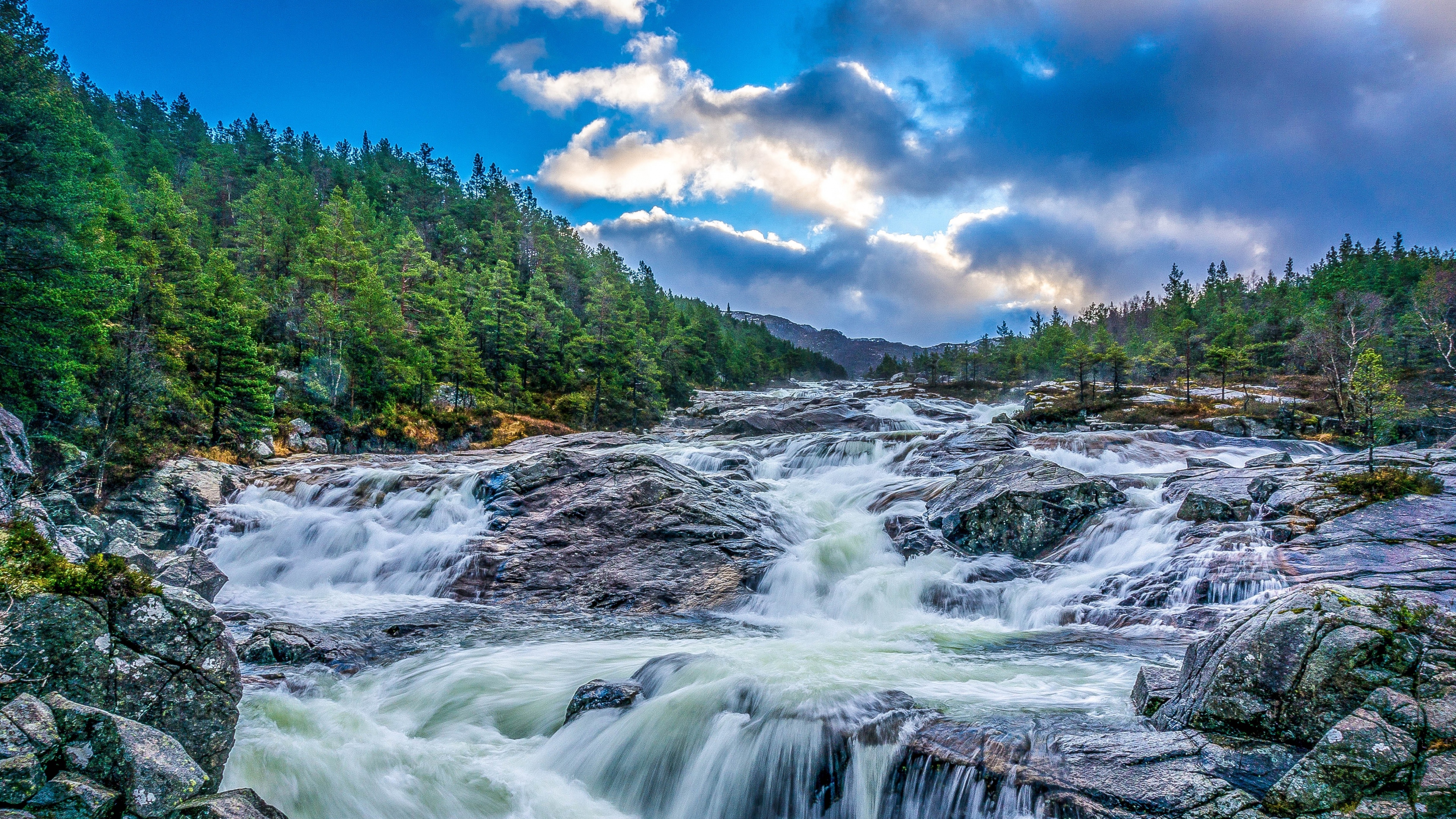 водопад, река