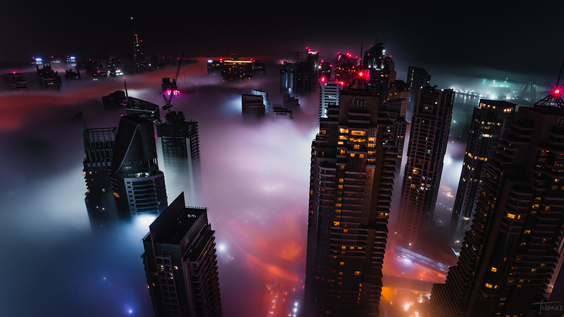 город, dubai, ночь