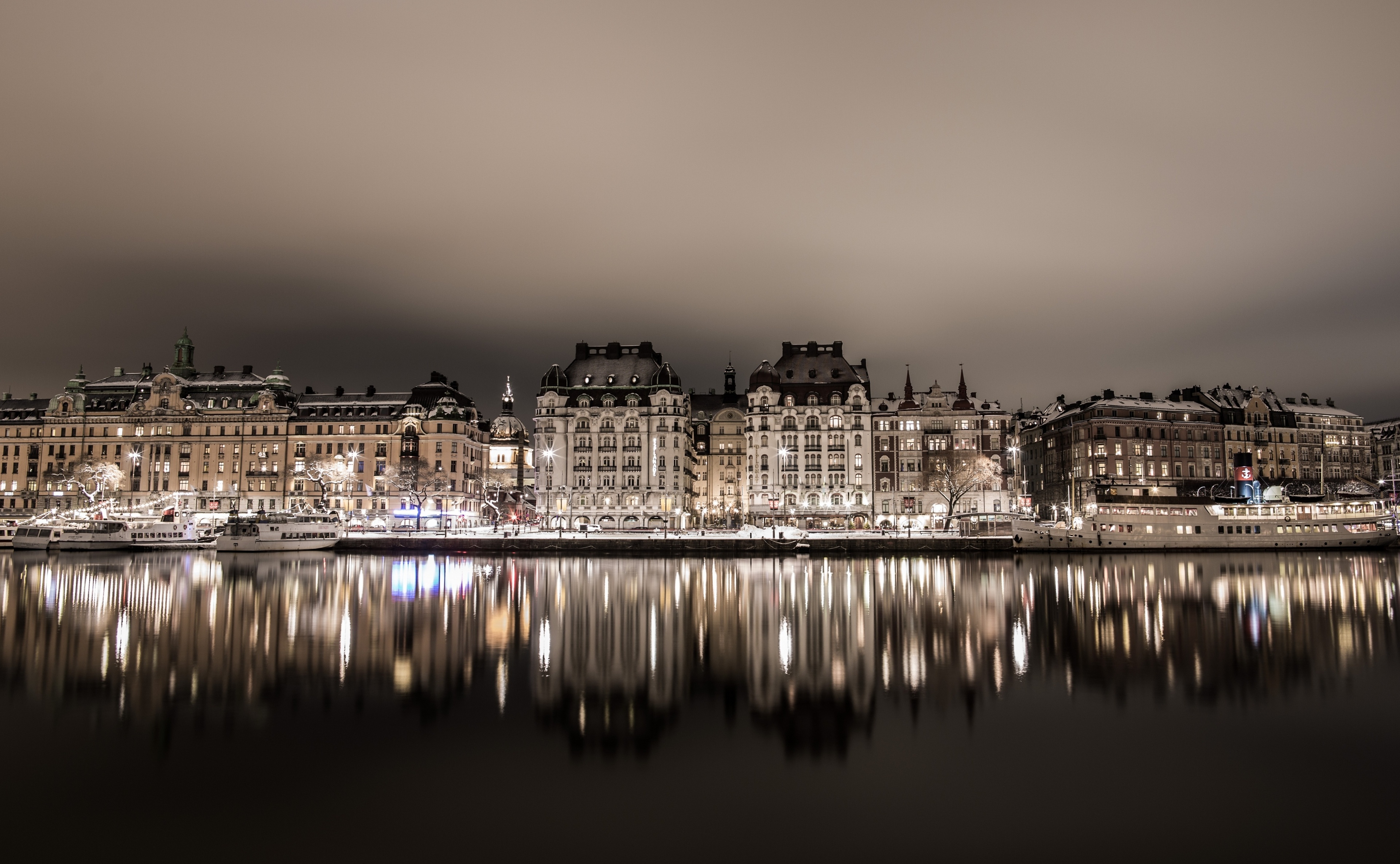 ville, reflet, fleuve