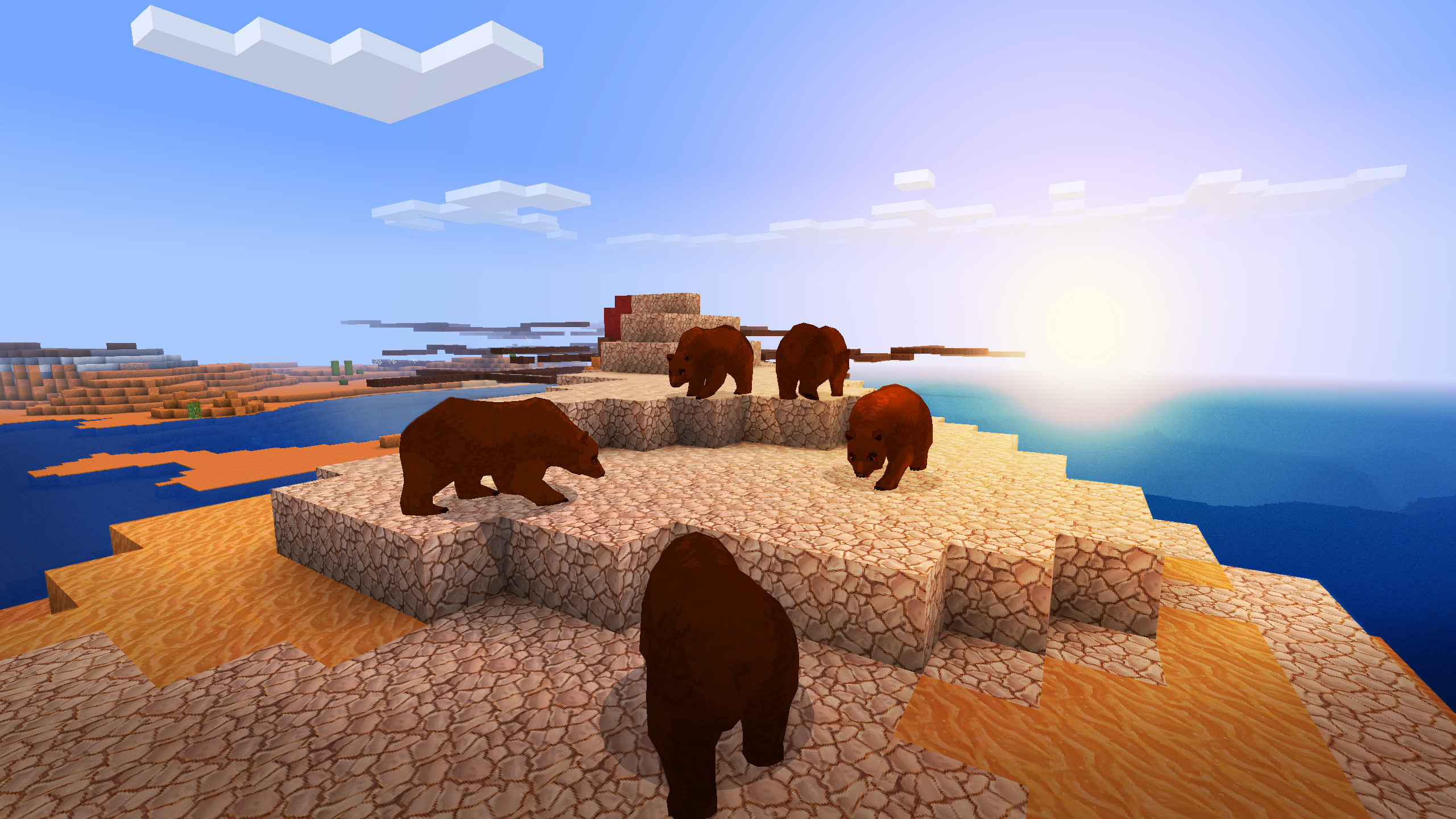 Игра мишка пустыня. Бурый медведь майнкрафт. Медведь майнкрафт. Медведь в МАЙНКРАФТЕ постройка. Обои на рабочий стол Minecraft 2560x1440.