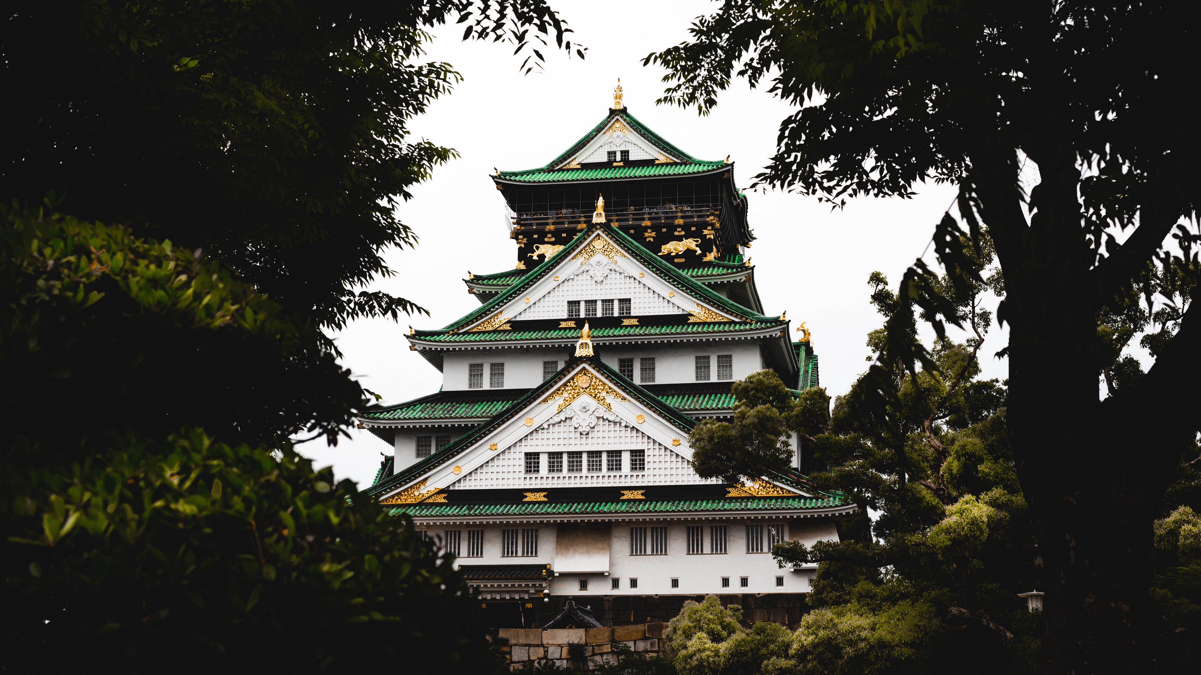 castle, осака, пагода