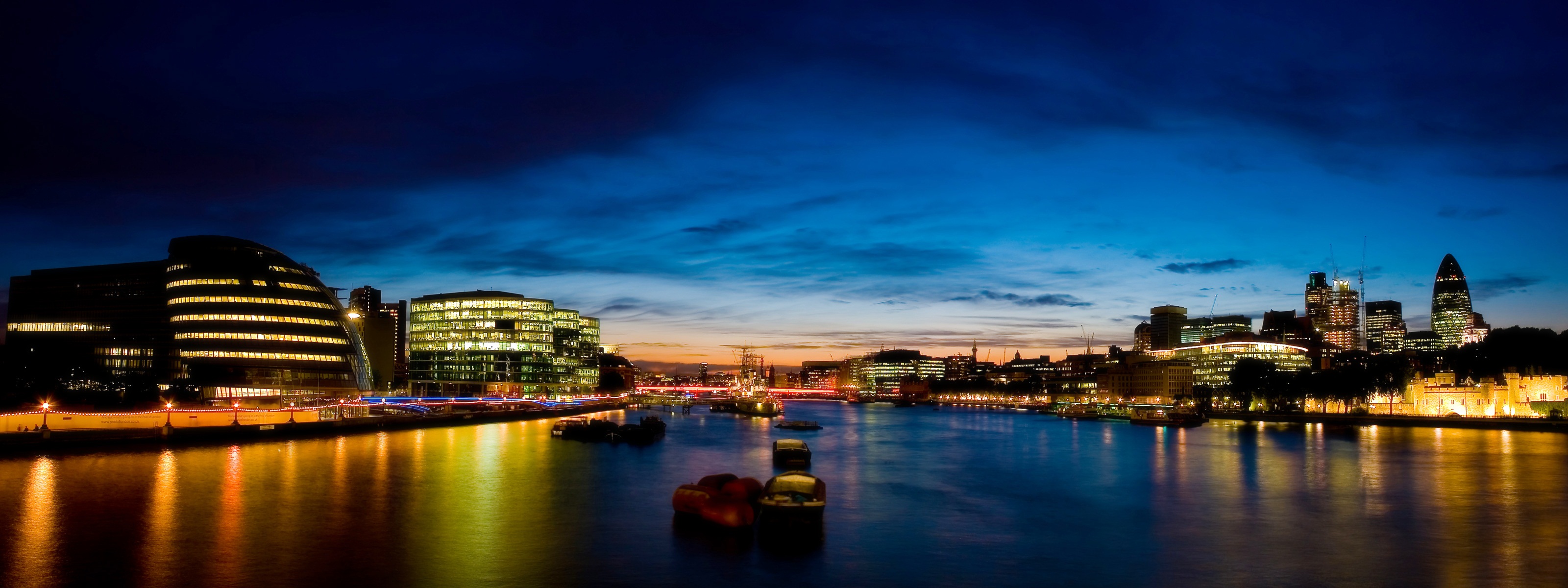 london, река, вечер