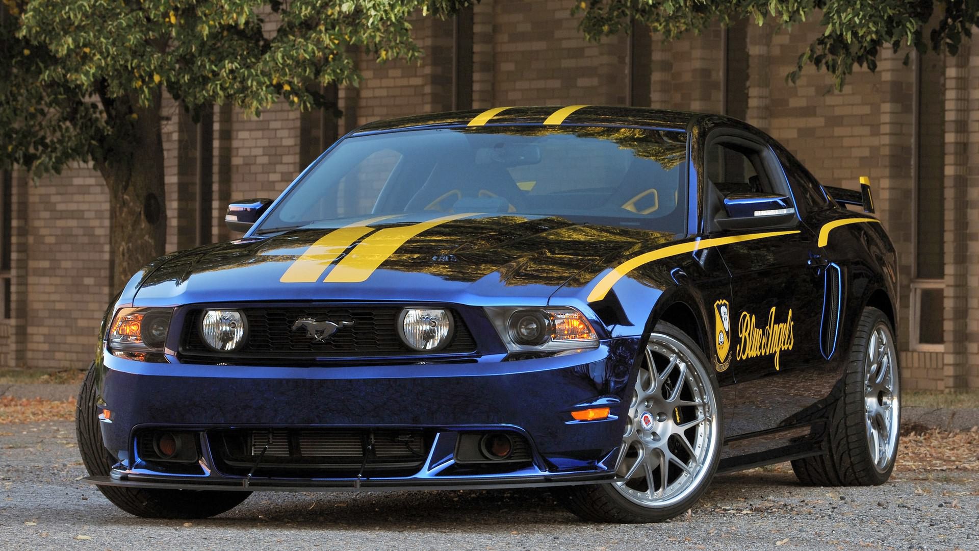 ford, mustang, синего цвета No 95022 Разрешение 1920x1080