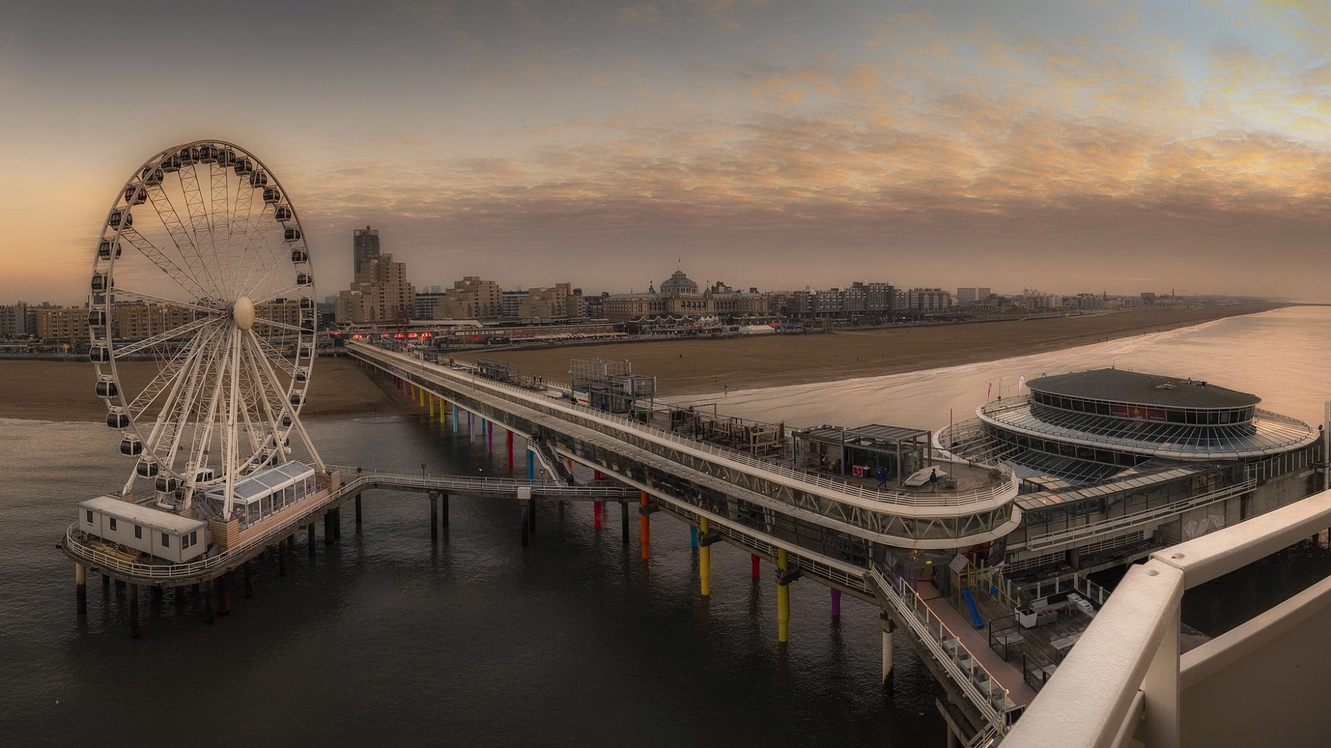 город, закат, pier