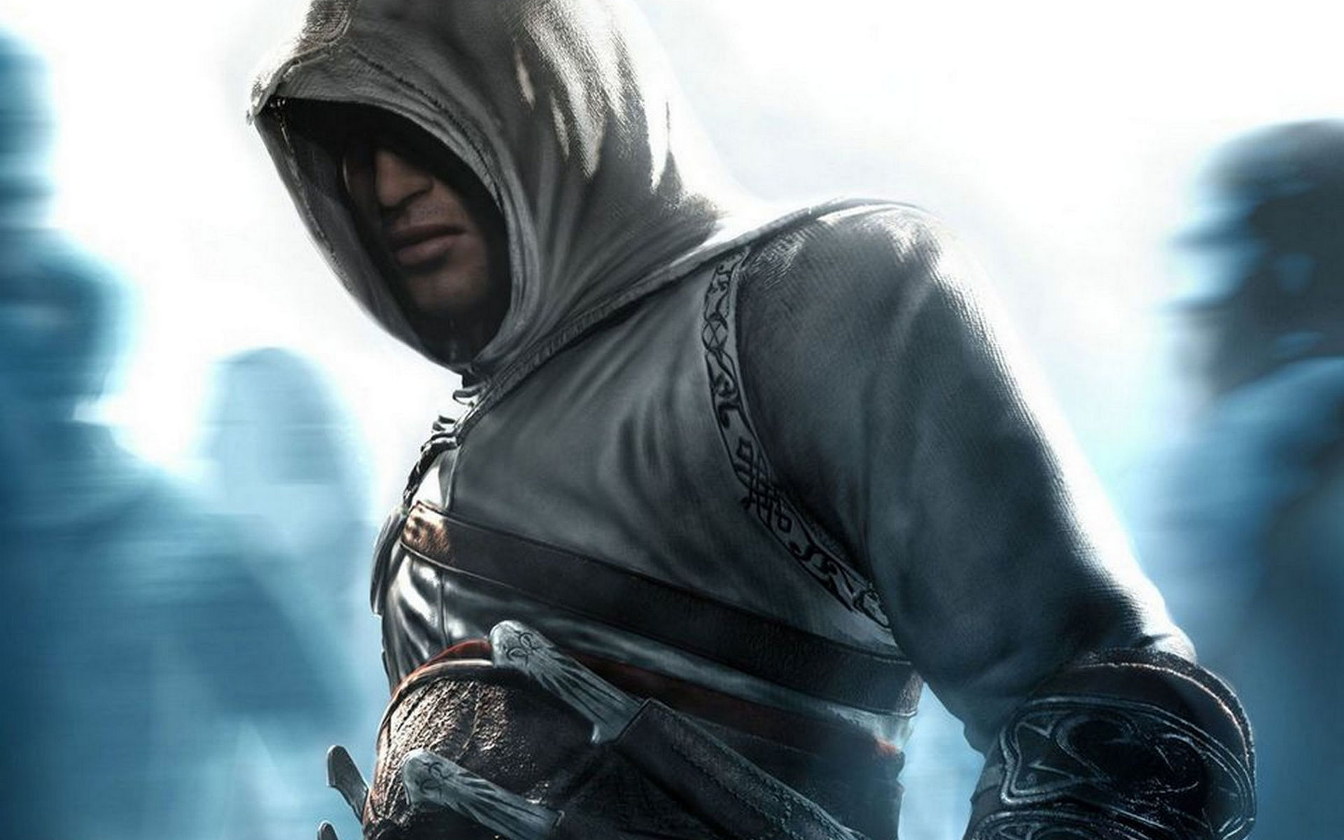 женский образ мужчины в толстовке с мечом