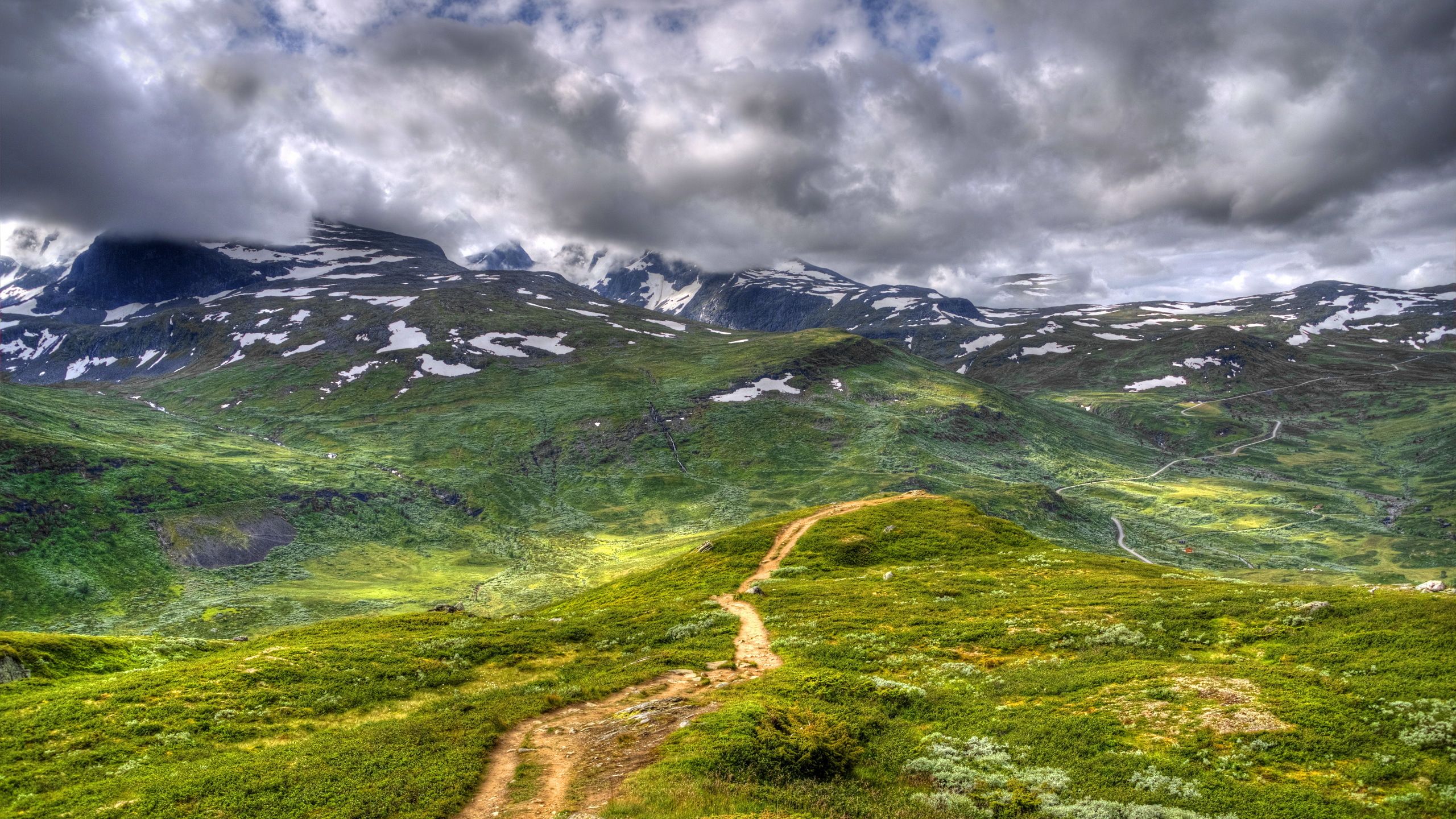 горы, дорога, небо