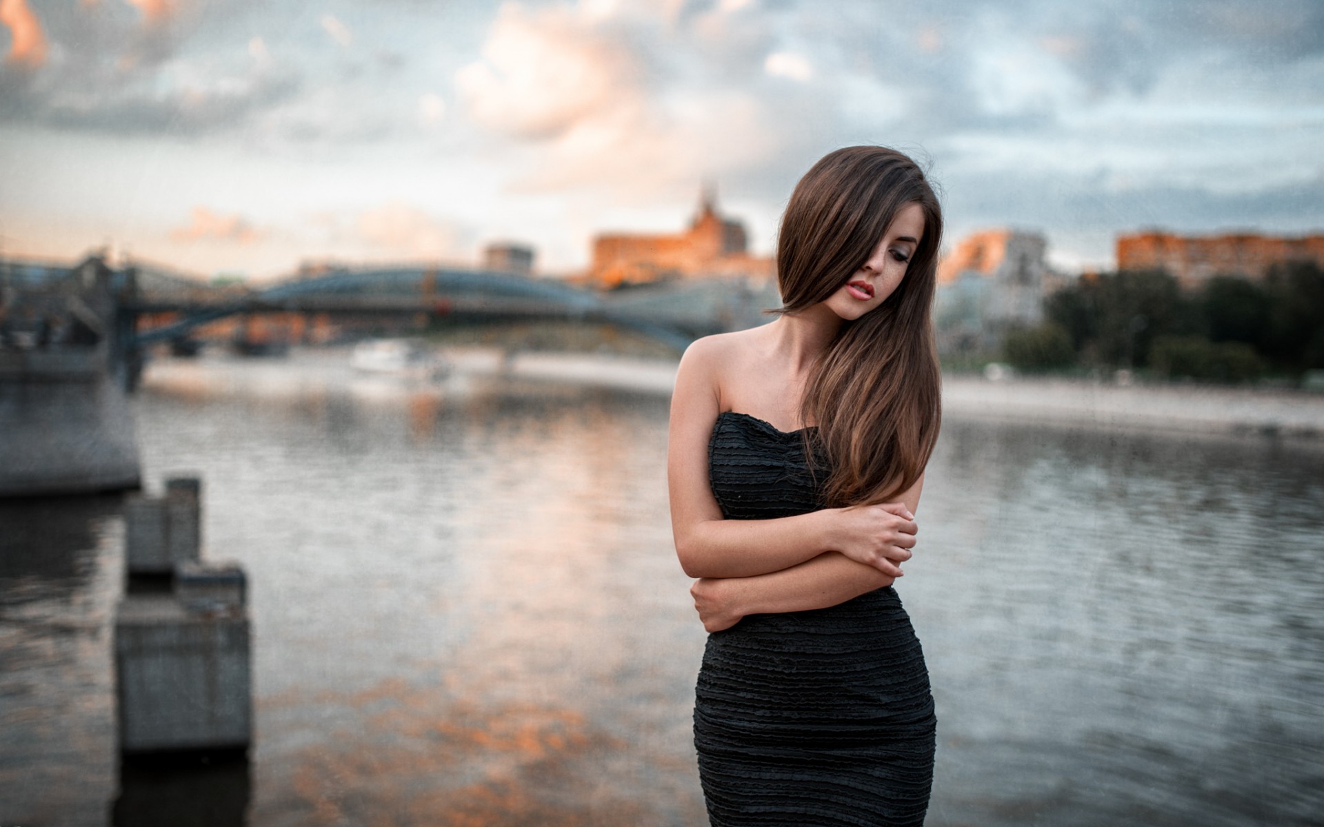 платье, девушка, черном