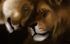 лев, кот, слева