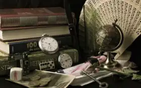 винтажный, часы, столик, темный, изысканный