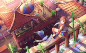 аниме, крыша, кросса