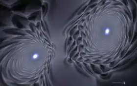 есть два синих огня в центре черно-белого вихря