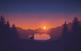 иконы, закат, лес