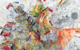 краски, чертежи, линии