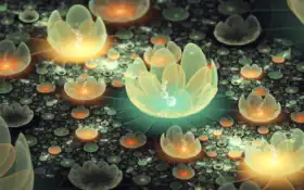 есть много маленьких цветов, которые находятся в середине поля