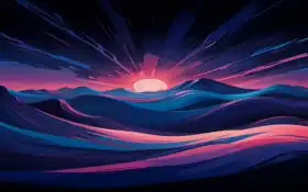 завершение картины заката над горным хребтом