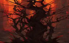 искусство, красное, дерево