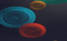 женский образ группы шариков пряжи по кругу