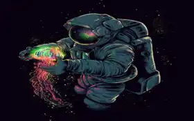 астронавт в космосе с желе в руках