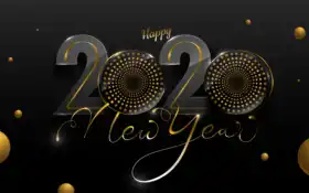 черный и золотой счастливый фон нового 2020 года с золотыми точками