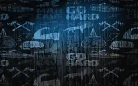 есть темный фон с большим количеством символов на нем