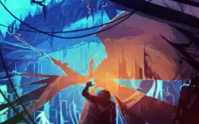 человек стоит в темной комнате с разбитым окном