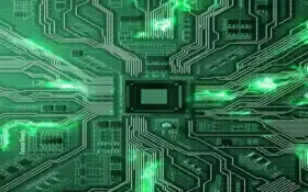 закрытие зеленой платы с множеством электронных компонентов