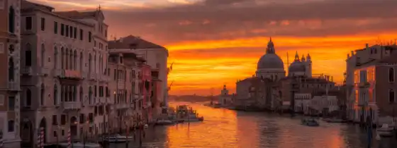 ,венеция, закат, вода