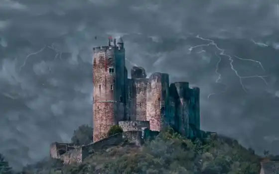 замок, шторм, франьет, европа, королевство, буря, фото, на публике, международная страна, домен