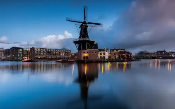 mill, ветряк, нидерланды, holland, вечер, free, even, house