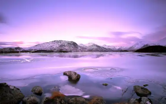 landscape, purple, озеро, природа