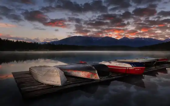 лодка, озеро, природа