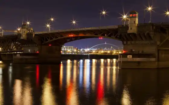 budapest, мост, город, ночь