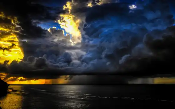 шторм, океан, облака, разрешение,